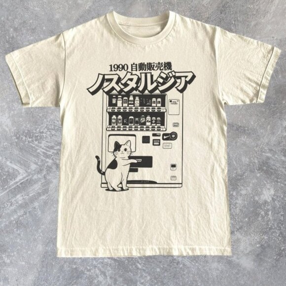 Tops - Retro Japan Cat Vending Machine Shirt